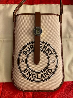 BURBERRY White Logo Graphic Cotton Canvas Phone Case With Strap