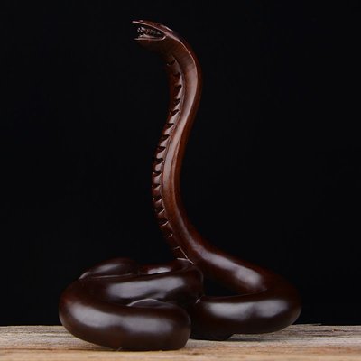 現貨：黑檀木雕蛇擺件實木質雕刻十二生肖蛇家居裝飾風水工藝品客廳書柜