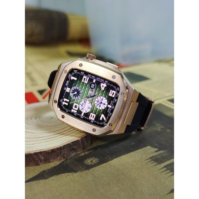 不鏽鋼改裝錶殼 適用apple watch 6/5 金屬錶殼 金屬錶帶 蘋果手錶改裝配件 百達翡麗款 45mm 改裝44