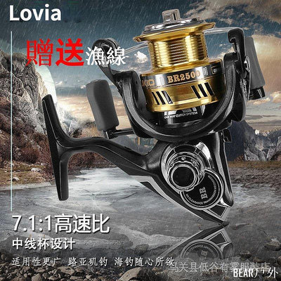BEAR戶外聯盟【Lovia 】DEUKIO BR釣魚捲線器 高速比7.1:1雙搖臂 捲線器 漁輪路亞紡車輪 路亞 戶外