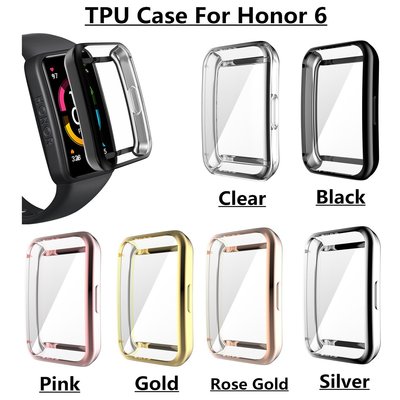 華為 適用於 Huawei Honor Band 6 保護套框架防震外殼的超薄全 Tpu 透明屏幕保護膜