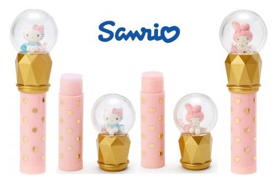 三麗鷗Sanrio~凱蒂貓Hello Kitty 美樂蒂melody~雪花球 保濕 護唇膏組~日本正品~心心小舖