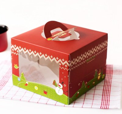 【嚴選SHOP】6吋8吋 聖誕奶油蛋糕盒包裝盒 聖誕蛋糕盒 慕斯盒 紙盒 裝飾蛋糕盒 甜點手提盒 聖誕節包材【X107】