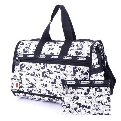 LeSportsac 7184 黑白米奇 旅行袋 側背包 健身包 中號-雙喜生活館