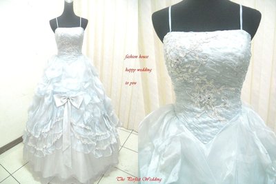 【時尚屋婚紗禮服】大尺碼~灰藍色水鑽法式設計師華麗造型款《二手禮服》～Ｋ３５２(歡迎預約試穿)