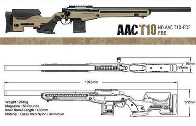 【WKT】Action Army AAC T10 VSR系統空氣手拉狙擊槍 沙色-AACT10DE