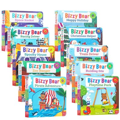 新版 全套10冊Bizzy Bear忙碌的小熊很忙系列英文原版繪本抽拉紙板書機關操作立體幼兒童含1-4-5-10第一輯單