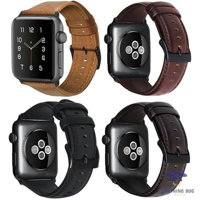 現貨熱銷-適用蘋果瘋馬紋錶帶apple watch 5 4 40mm 44mm真皮錶帶 iwatch3 2 1代牛皮手錶