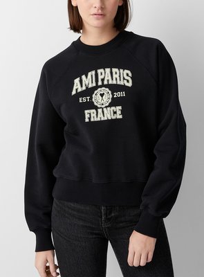 CC Collection 代購 Ami Paris 美式印花黑色圓領長袖衛衣