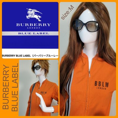 日系BURBERRY 藍標休閒長袖深橘色拉鍊棉外套，尺寸:M
