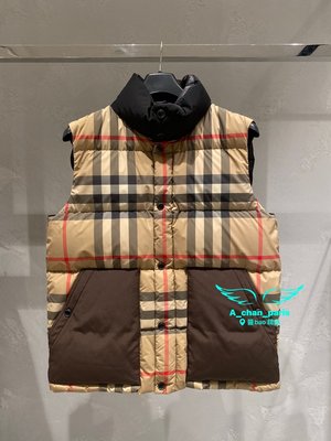 ～阿醬精品～巴黎直送🌈Burberry🌈歐美時尚圈、明星最愛的穿搭單品之一。羽絨格紋背心，男款