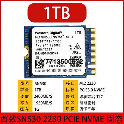 適用WD西數SN530 2230 256G 512G 1TB PCIE NVME固態硬碟微軟戴爾