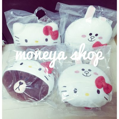 ❤moneya麻尼呀小舖❤7-11 LINE X HELLO KITTY 抱枕 1套2款 + 茶壺熊大款現貨