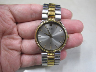 二手舖 NO.6265 星辰 CITIZEN 石英錶 雙色金屬錶帶 老錶 古董
