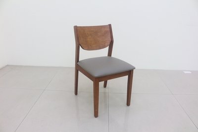 【生活家傢俱】JF-472-5：淺胡桃深灰皮實木餐椅【台中家具】實木椅 休閒椅 北歐風 橡膠木實木