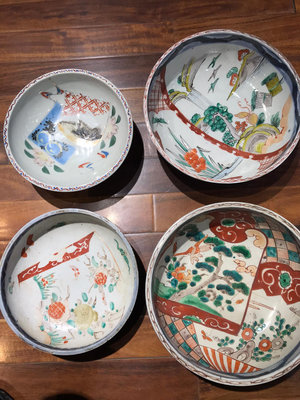 新 日本回流瓷器古董江戶到明治時期古伊萬里果子缽盤碗，細路畫工，