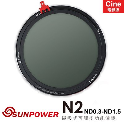 《WL數碼達人》SUNPOWER N2 CINE ND0.3-ND1.5 磁吸式可調多功能濾鏡 電影版