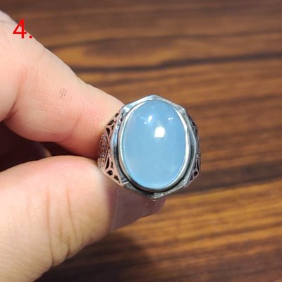 海藍寶 戒指 男戒 大蛋面 天然 ❤水晶玉石特賣#B455-2