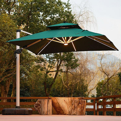 戶外遮陽傘庭院花園太陽傘露臺室外擺攤傘太陽能燈條羅馬傘大傘