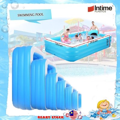 【熱賣精選】 Intime 4 種尺寸的充氣家庭游泳池 3 層超大矩形兒童游泳池