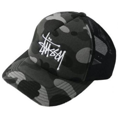 【AYW】STUSSY X BAPE TRUCKER CAP 限量 聯名 迷彩 老帽 彎帽 網帽 棒球帽 鴨舌帽 遮陽帽