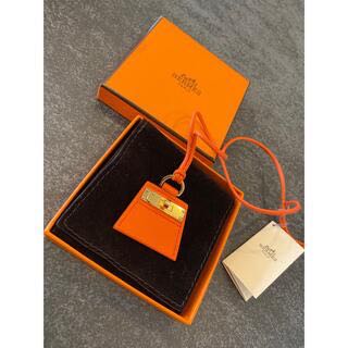 愛馬仕hermes稀有款橙色橘色皮革凱莉包造型包包吊飾 項鍊項鏈
