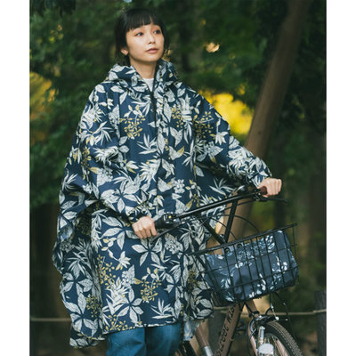 日本KIU 163256 觀葉植物園 標準成人空氣感有袖斗篷雨衣 騎車露營必備 附收納袋(男女適用)