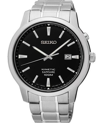 SEIKO KINETIC 經典人動電能腕錶(SKA741P1)-黑/44mm 5M82-0AX0D父親節首選