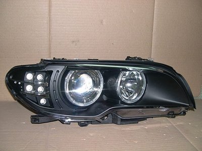 》傑暘國際車身部品《 極光版BMW E46-03年2D款黑框一体成形魚眼大燈+LED方向燈 外銷限量款