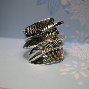 琥珀貓銀飾DIY【925純銀飾品】可調式活動戒指~A0008~羽毛~一個