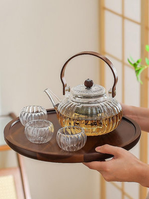 川島屋玻璃煮茶壺家用泡茶燒水壺2023新款電陶爐圍爐煮茶器具套裝