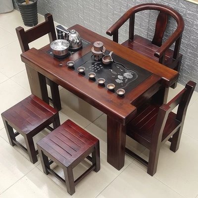 現貨熱銷-老船木茶桌小型陽臺家用茶藝桌茶幾桌客廳茶桌椅組合實~特價