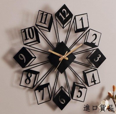 現貨金屬正方體造型時鐘 時尚藝術黑色靜音掛鐘 牆上時鐘牆面創意現代藝術掛鐘牆鐘時鐘居家餐廳牆面裝飾鐘可開發票