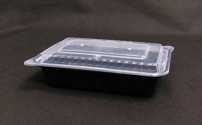 含稅【8388方形可微波外帶盒】38oz 150組/箱 年菜盒 外帶碗 塑膠碗 扁碗 義大利麵碗 黑色碗 餐盒 環