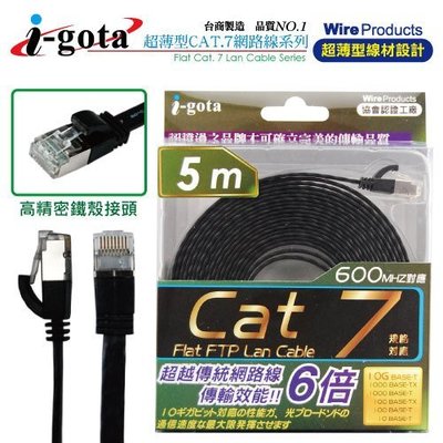 【電子超商】i-gota 通過歐盟環保認證Cat7 超薄型網路扁線 5M (FRJ4705)