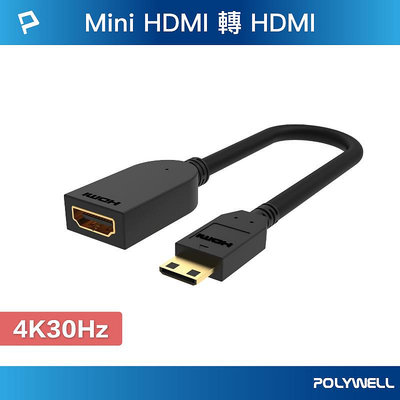 (現貨) 寶利威爾 Mini HDMI轉HDMI 轉接線 4K2K C-Type HDMI 傳輸線 POLYWELL