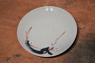 【大和舊貨】早期老碗盤 梅花/櫻花/花卉 盤 胭脂紅