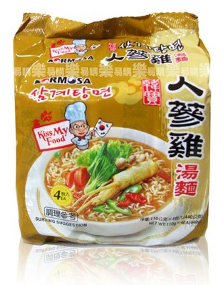韓國KORMOSA韓寶人蔘雞湯麵 4入(袋)~Q彈麵條 養生美味