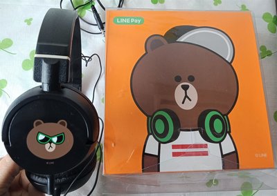 【二手】正版line熊大耳罩式耳機頭戴式耳機 9成5新