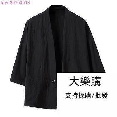 全網最低價日系大碼男士復古仙鶴刺繡改良式日式開衫和服外套
