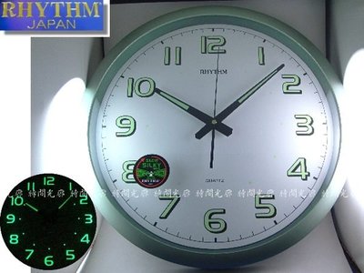 【時間光廊】日本 麗聲 RHYTHM 滑動式靜音秒針 綠框 大尺寸 42公分 夜光 掛鍾 CMG805.CMG805NR05