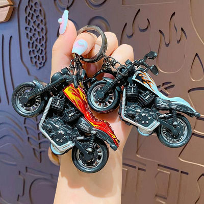禮物交換 創意迷你哈雷摩托車鑰匙圈鑰匙扣卡通合金回力車玩具模型掛件小禮品 鑰匙扣掛飾 鑰匙圈吊飾 包包掛飾ZC001