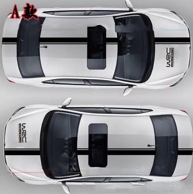 D-345A WRC 汽車運動條紋車貼 世界拉力賽 全套車身貼轉印紙拉花 BENZ BMW FORD AUDI 黑白兩款