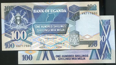 【紙幣】UGANDA (烏干達), P31c , 100-Shilling , 1996 品相全新UNC #200465