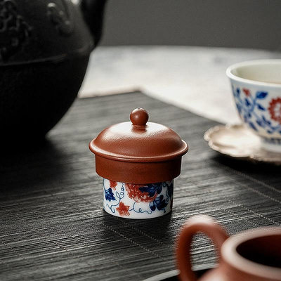 【現貨】06YM扳指蓋置手繪復古陶瓷蓋置紫砂壺蓋托蓋碗茶蓋擱墊功夫茶具配