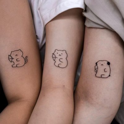 【萌古屋】】簡單線條動物熊熊貓咪 - 防水紋身貼紙刺青貼紙 HC-3056