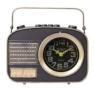 日本進口 美式風格古董感設計感收音機器RADIO造型時鐘書桌床頭櫃造型時鐘送禮禮物  5376c
