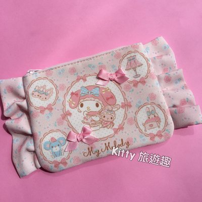 [Kitty 旅遊趣] 美樂蒂 面紙化妝包 化妝品收納包 女性用品收納包 My Melody 粉紅色