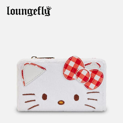 Loungefly三麗鷗HelloKitty凱蒂貓包包毛絨官方正版聯名錢包禮物