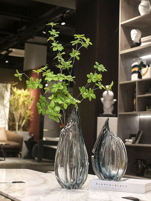 現貨現代簡約干花插花玻璃花瓶擺件北歐客廳輕奢高端設計軟裝飾品花器-寶島百貨